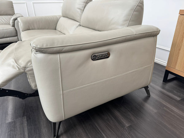 Odyssey Feather Grey Leather Power Recliner 3 & 3 Seater Sofa Set