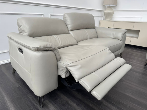 Odyssey Feather Grey Leather Power Recliner 3 & 3 Seater Sofa Set