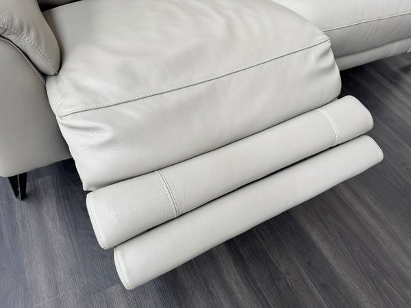 Odyssey Feather Grey Leather Power Recliner 3 & 3 Seater Sofa Set