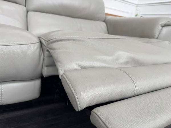 Odyssey Feather Grey Leather Power Recliner 3 & 3 Seater Sofa Set