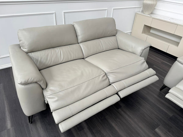 Odyssey Feather Grey Leather Power Recliner 3 & 3 Seater Sofa Set