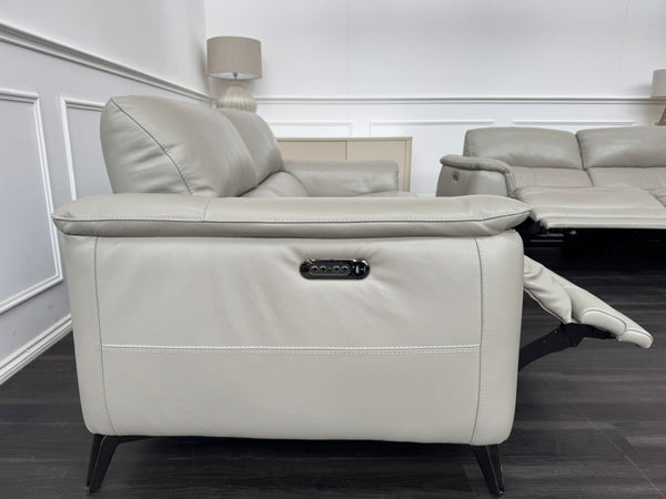 Odyssey Feather Grey Leather Power Recliner 3 & 3 Seater Sofa Set