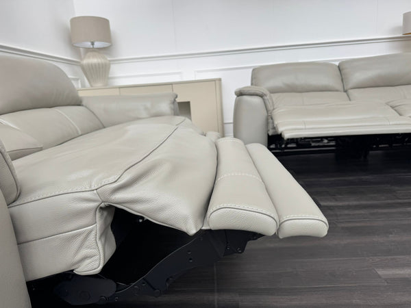 Odyssey Feather Grey Leather Power Recliner 3 & 3 Seater Sofa Set