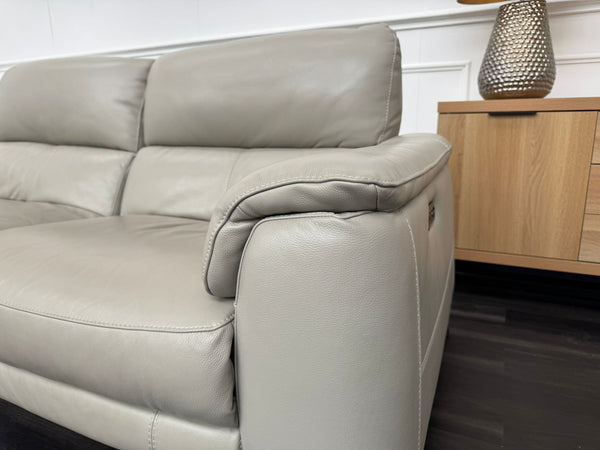 Odyssey Feather Grey Leather Power Recliner 3 & 3 Seater Sofa Set