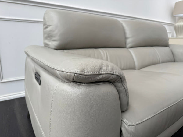 Odyssey Feather Grey Leather Power Recliner 3 & 3 Seater Sofa Set