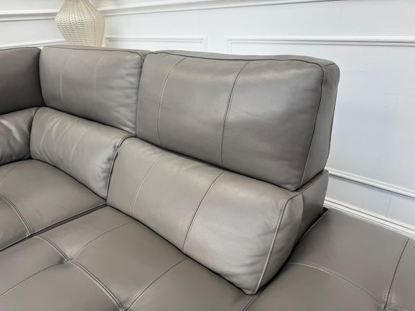 Designer Grey Leather Power Recliner Corner Sofa