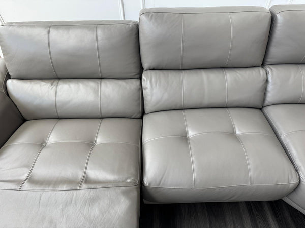 Designer Grey Leather Power Recliner Corner Sofa
