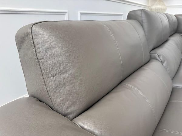 Designer Grey Leather Power Recliner Corner Sofa