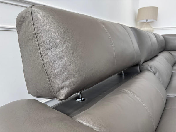 Designer Grey Leather Power Recliner Corner Sofa
