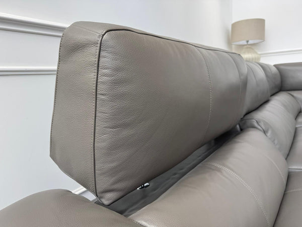 Designer Grey Leather Power Recliner Corner Sofa