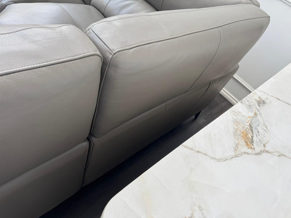 Designer Grey Leather Power Recliner Corner Sofa