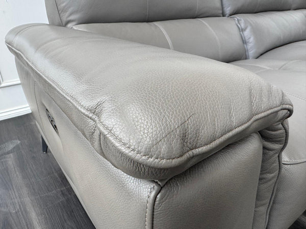 Designer Grey Leather Power Recliner Corner Sofa
