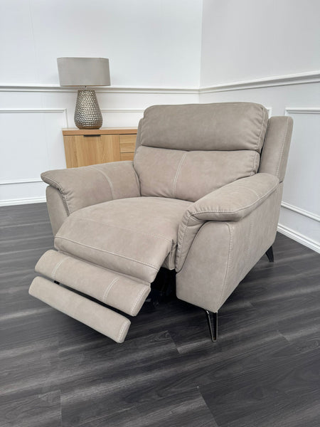 Contempo Beige Taupe Fabric Power Recliner armchair