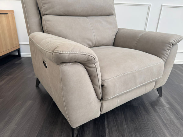 Contempo Beige Taupe Fabric Power Recliner armchair