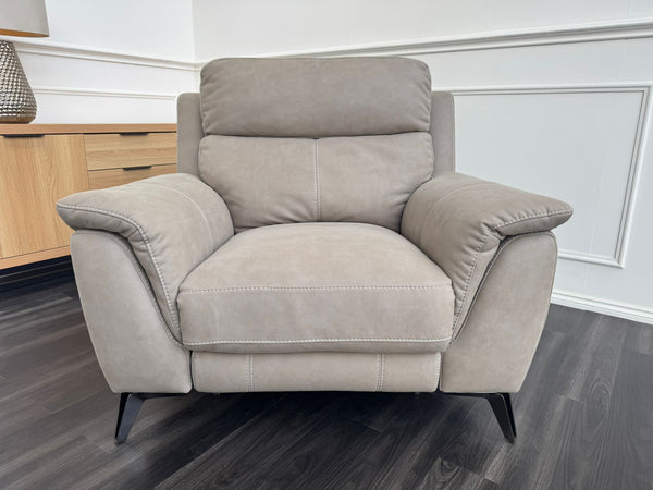 Contempo Beige Taupe Fabric Power Recliner armchair
