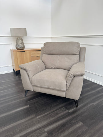 Contempo Beige Taupe Fabric Power Recliner armchair