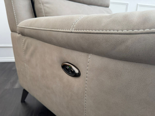 Contempo Beige Taupe Fabric Power Recliner armchair