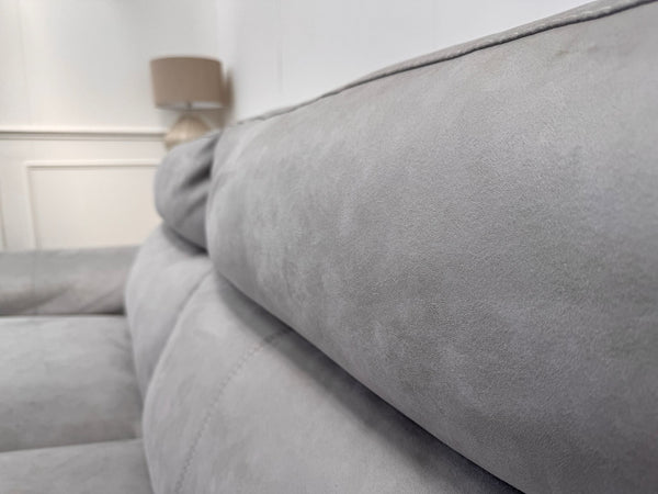 Pair of Contempo 3 Seater Grey Saddle Leather Sofa Set
