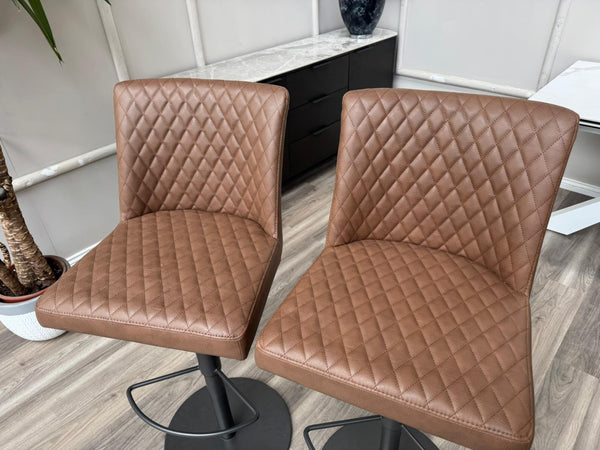 Earth Soft Faux Leather Contemporary Stylish Aesthetic Tan Bar Stool