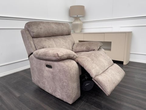 Moreno Cream Mink Soft Fabric  Power Recliner & Power Headrest Armchair