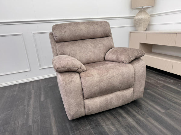 Moreno Cream Mink Soft Fabric  Power Recliner & Power Headrest Armchair