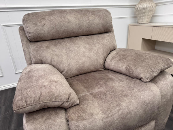 Moreno Cream Mink Soft Fabric  Power Recliner & Power Headrest Armchair