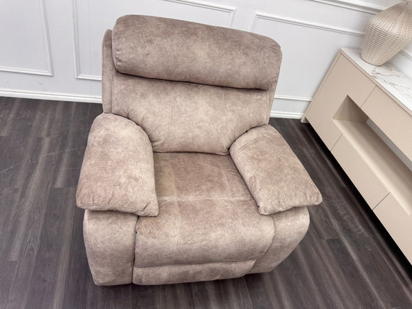 Moreno Cream Mink Soft Fabric  Power Recliner & Power Headrest Armchair