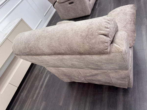 Moreno Cream Mink Soft Fabric  Power Recliner & Power Headrest Armchair