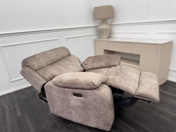 Moreno Cream Mink Soft Fabric  Power Recliner & Power Headrest Armchair