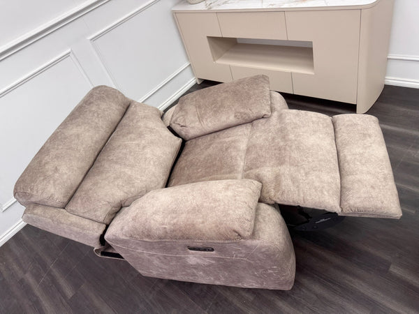 Moreno Cream Mink Soft Fabric  Power Recliner & Power Headrest Armchair