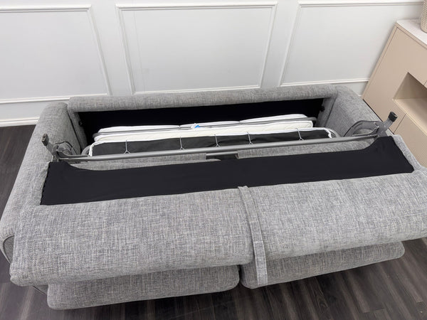 Optimus 3 Seater Grey Fabric Sofa Pull Out Bed Including Mattress