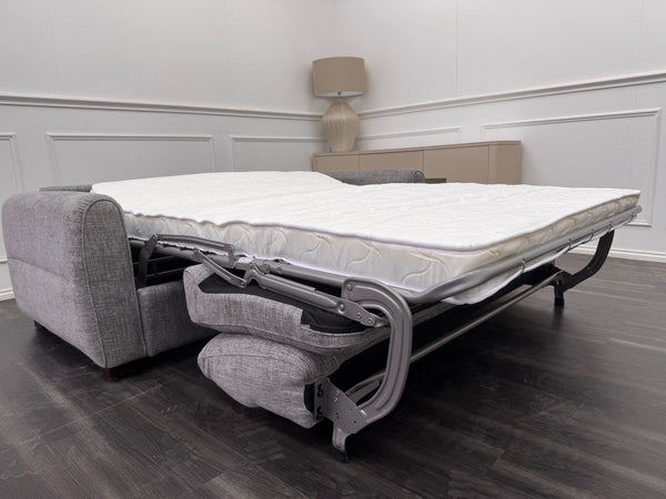 Optimus 3 Seater Grey Fabric Sofa Pull Out Bed Including Mattress