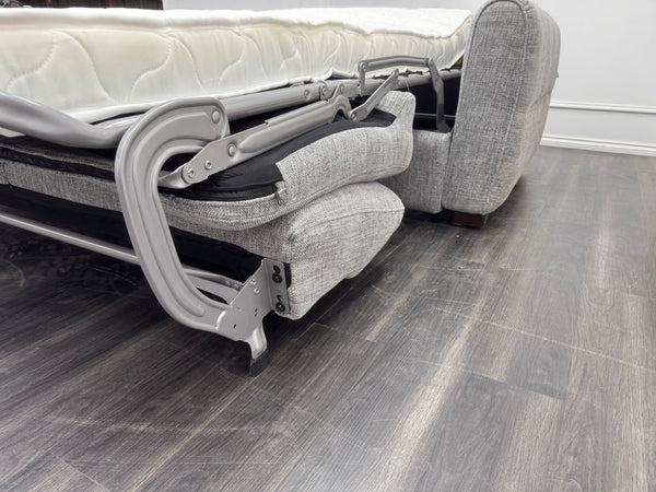 Optimus 3 Seater Grey Fabric Sofa Pull Out Bed Including Mattress