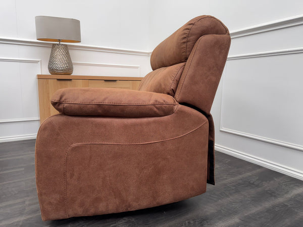 Moreno Armchair Tan Brown Saddle Fabric Power Recliner Power Headrest