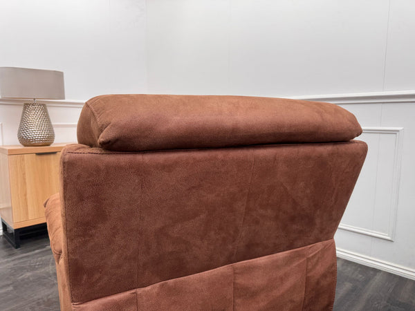 Moreno Armchair Tan Brown Saddle Fabric Power Recliner Power Headrest