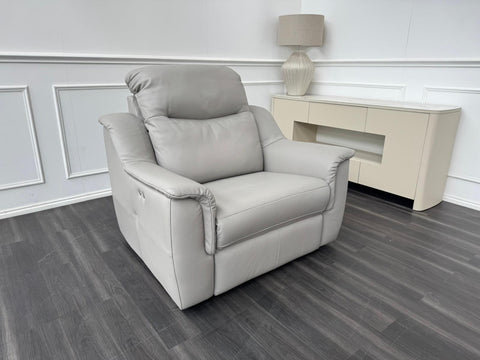 G Plan Firth Grey Leather Power Recliner Armchair