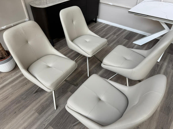 Avorio Grey Neutral Faux Leather Swivel Dining Chairs