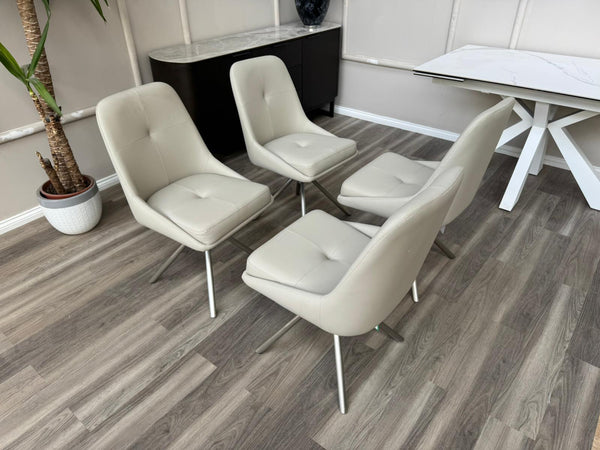 Avorio Grey Neutral Faux Leather Swivel Dining Chairs