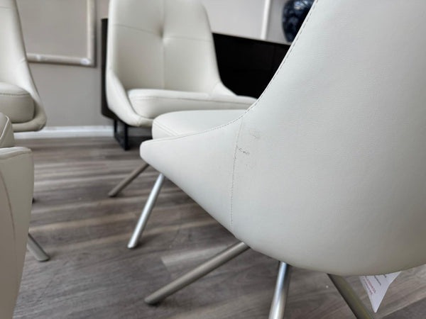 Avorio Grey Neutral Faux Leather Swivel Dining Chairs
