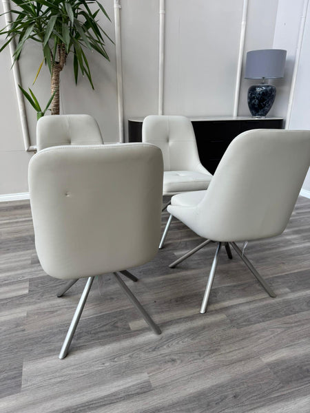 Avorio Grey Neutral Faux Leather Swivel Dining Chairs