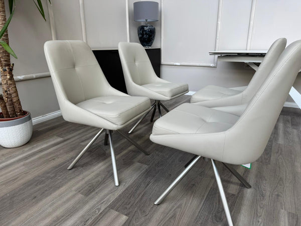Avorio Grey Neutral Faux Leather Swivel Dining Chairs