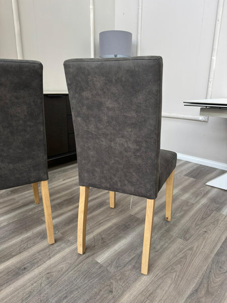 Augusta Cowboy Charcoal Fabric Wooden Dining Chairs