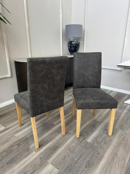 Augusta Cowboy Charcoal Fabric Wooden Dining Chairs