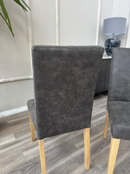 Augusta Cowboy Charcoal Fabric Wooden Dining Chairs