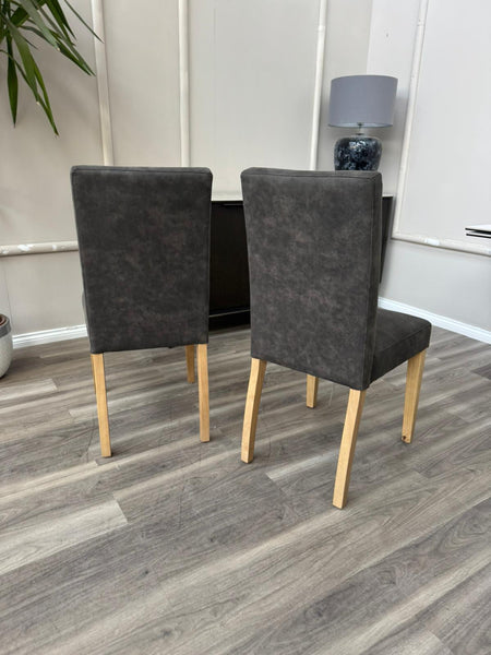 Augusta Cowboy Charcoal Fabric Wooden Dining Chairs