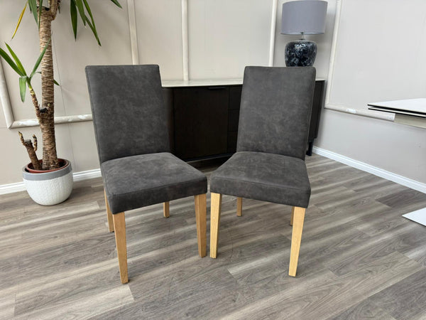 Augusta Cowboy Charcoal Fabric Wooden Dining Chairs