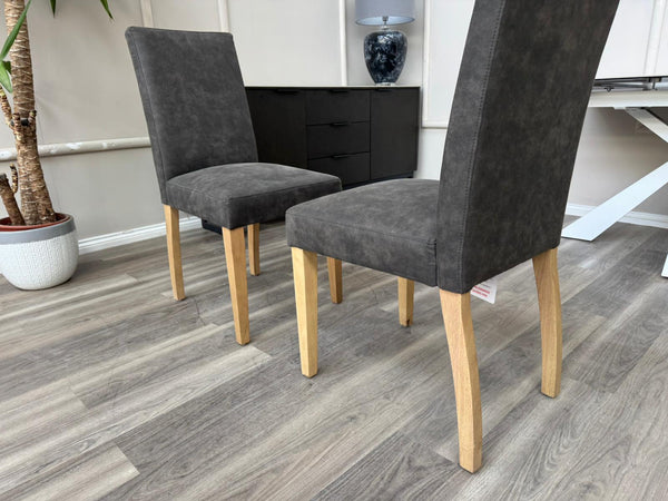Augusta Cowboy Charcoal Fabric Wooden Dining Chairs