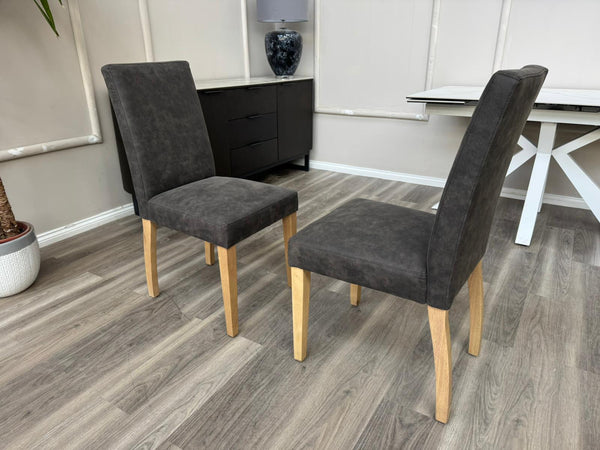 Augusta Cowboy Charcoal Fabric Wooden Dining Chairs