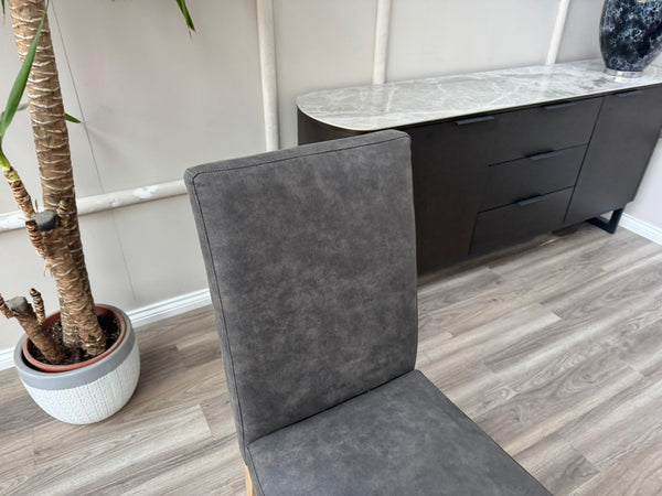 Augusta Cowboy Charcoal Fabric Wooden Dining Chairs