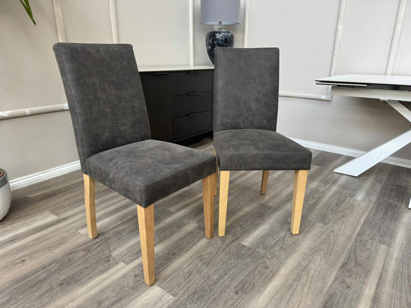 Augusta Cowboy Charcoal Fabric Wooden Dining Chairs